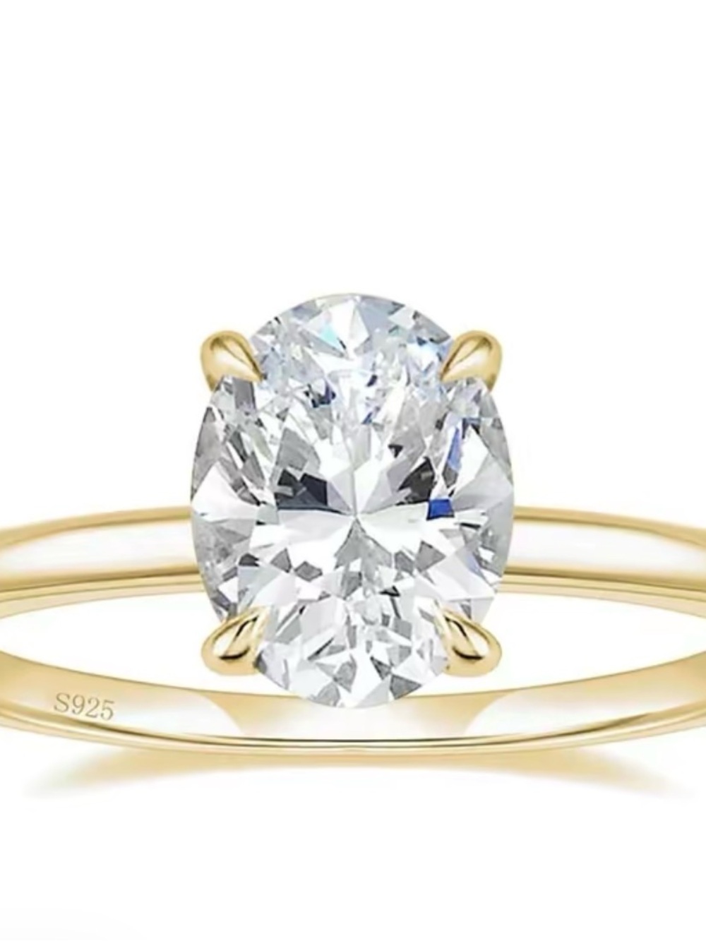 Gold Cubic Zirconia Oval Solitaire and Eternity Band Set - Gold - Picture 7 of 9